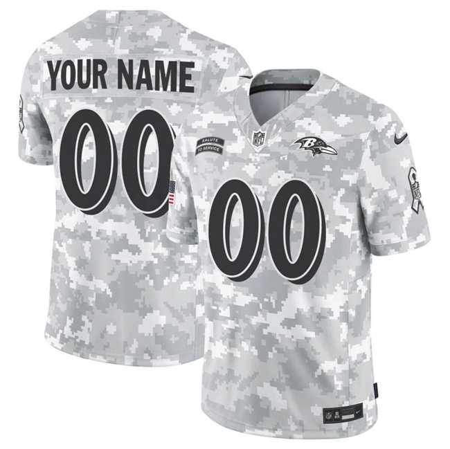 Men%27s Baltimore Ravens Active Player Custom 2024 F.U.S.E Arctic Camo Salute To Service Limited Stitched Football Jersey
